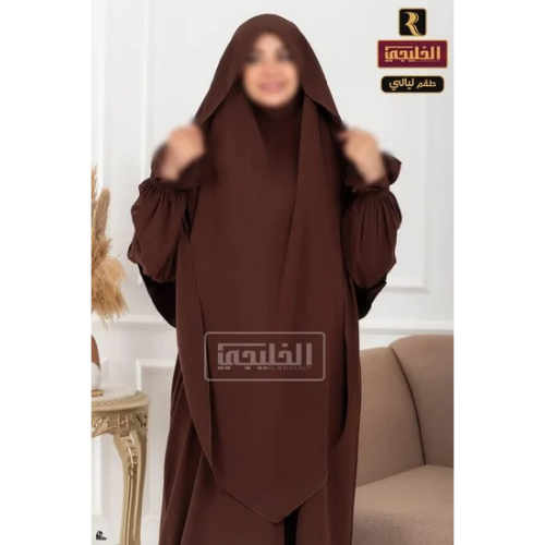عباءة واسدال ليالي مقاس موحد لون بني