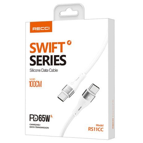 Recci Swift Series Type-C To Type-C Silicone Data Cable 1M / 65W
